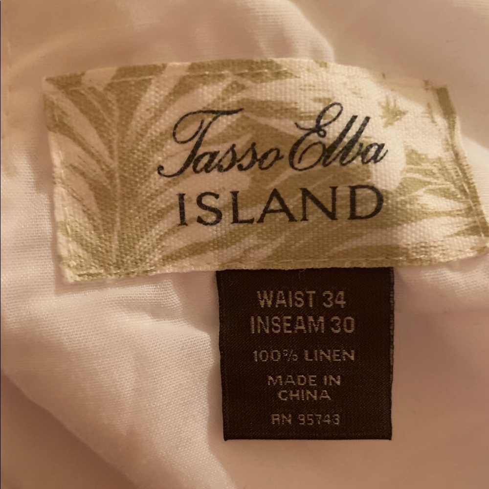 Tasso Elba Island White Linen Pants